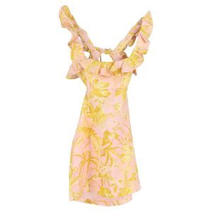 Zimmermann Ruffled Floral-Print Mini Dress in Multicolor Linen
